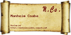 Manheim Csaba névjegykártya